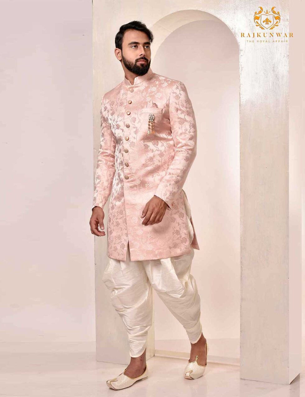 pastel pink indowestern