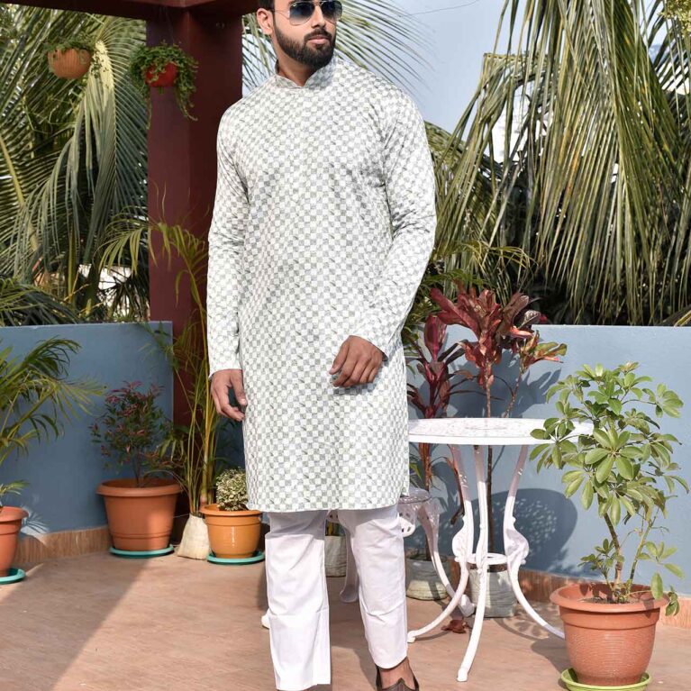 white grey kurta