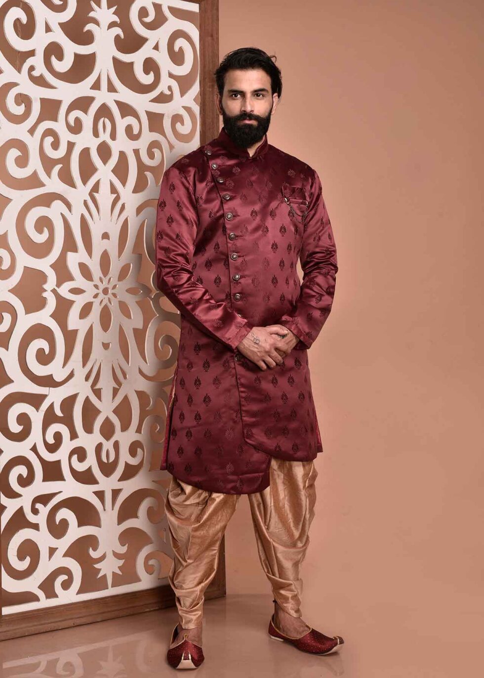 maroon indowestern