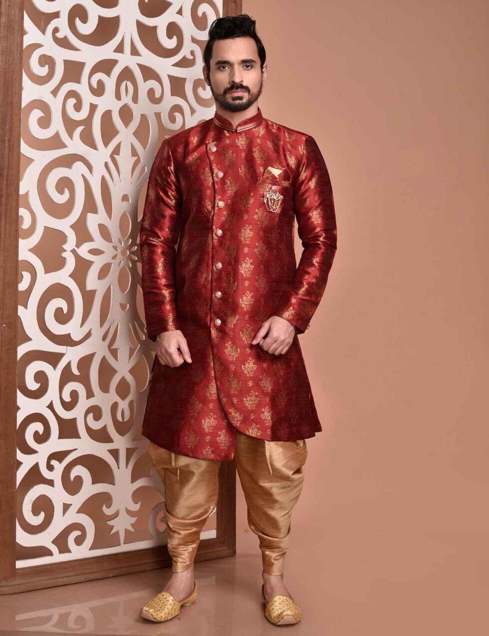 maroon indowestern