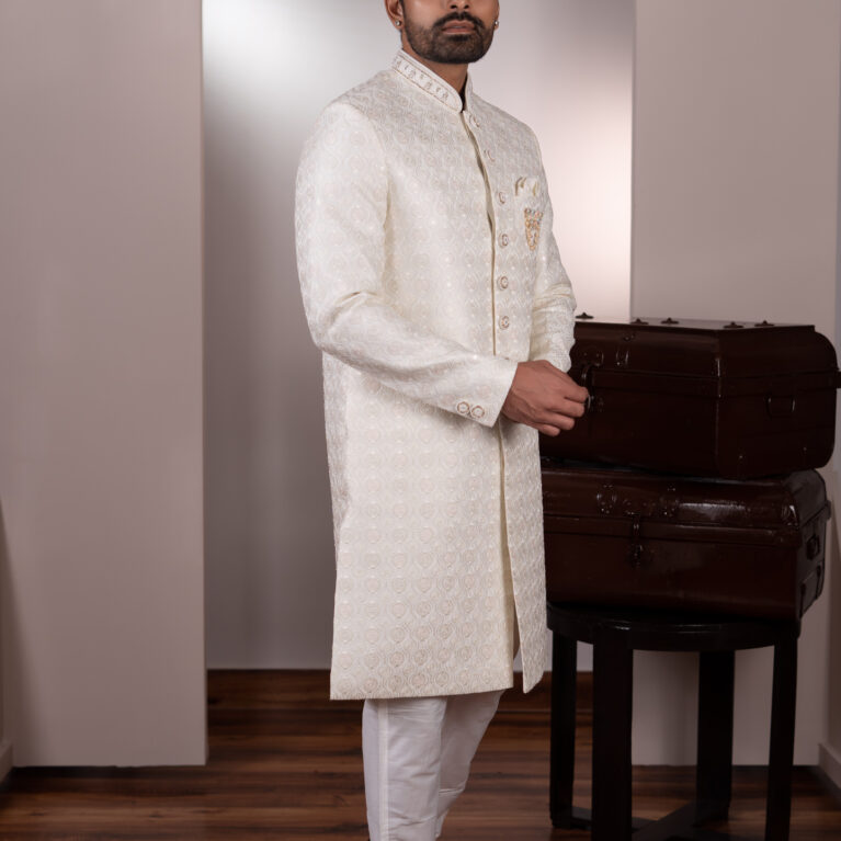 cream sherwani