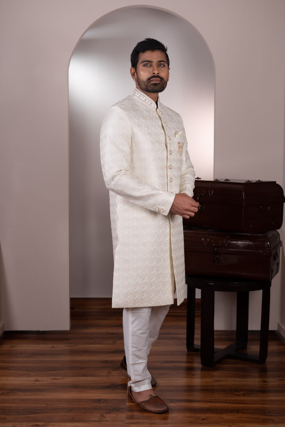 cream sherwani
