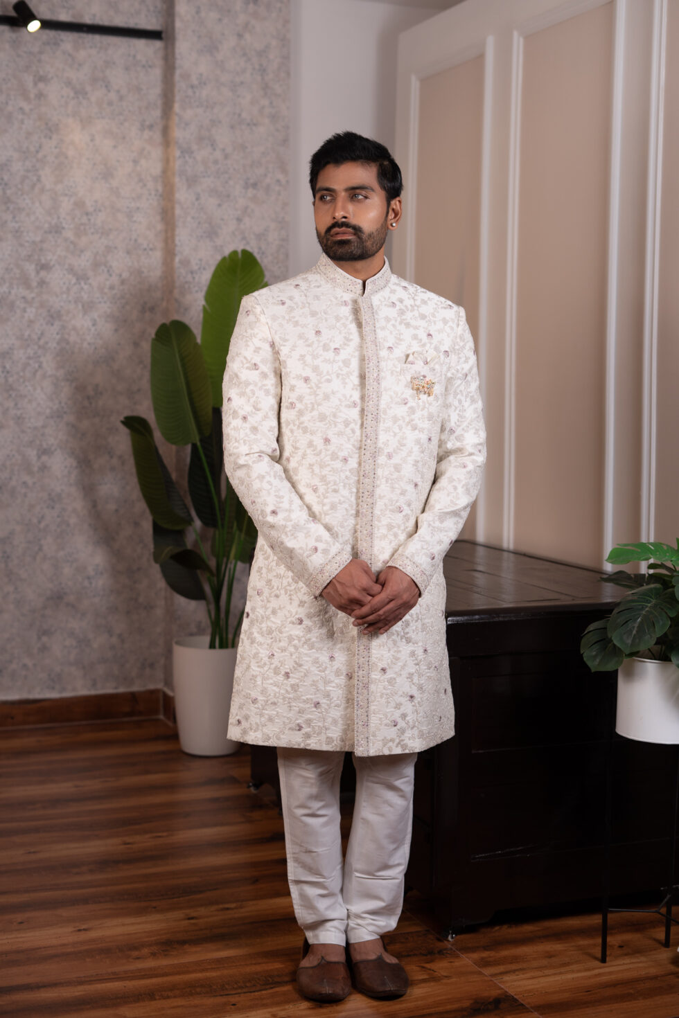 cream sherwani