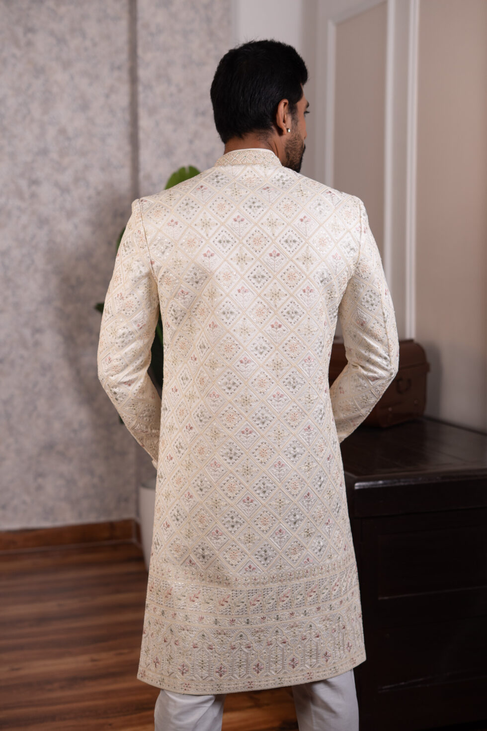 cream sherwani
