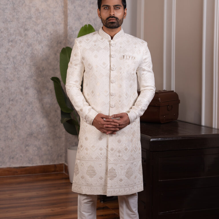 cream sherwani