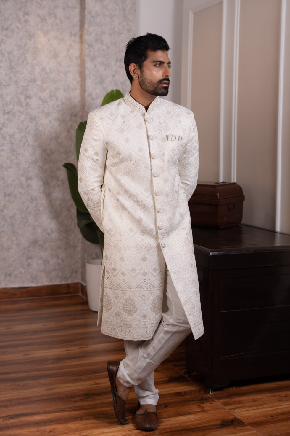 cream sherwani