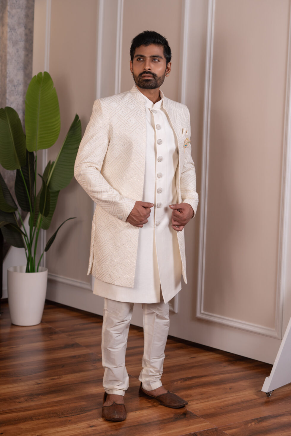 white sherwani