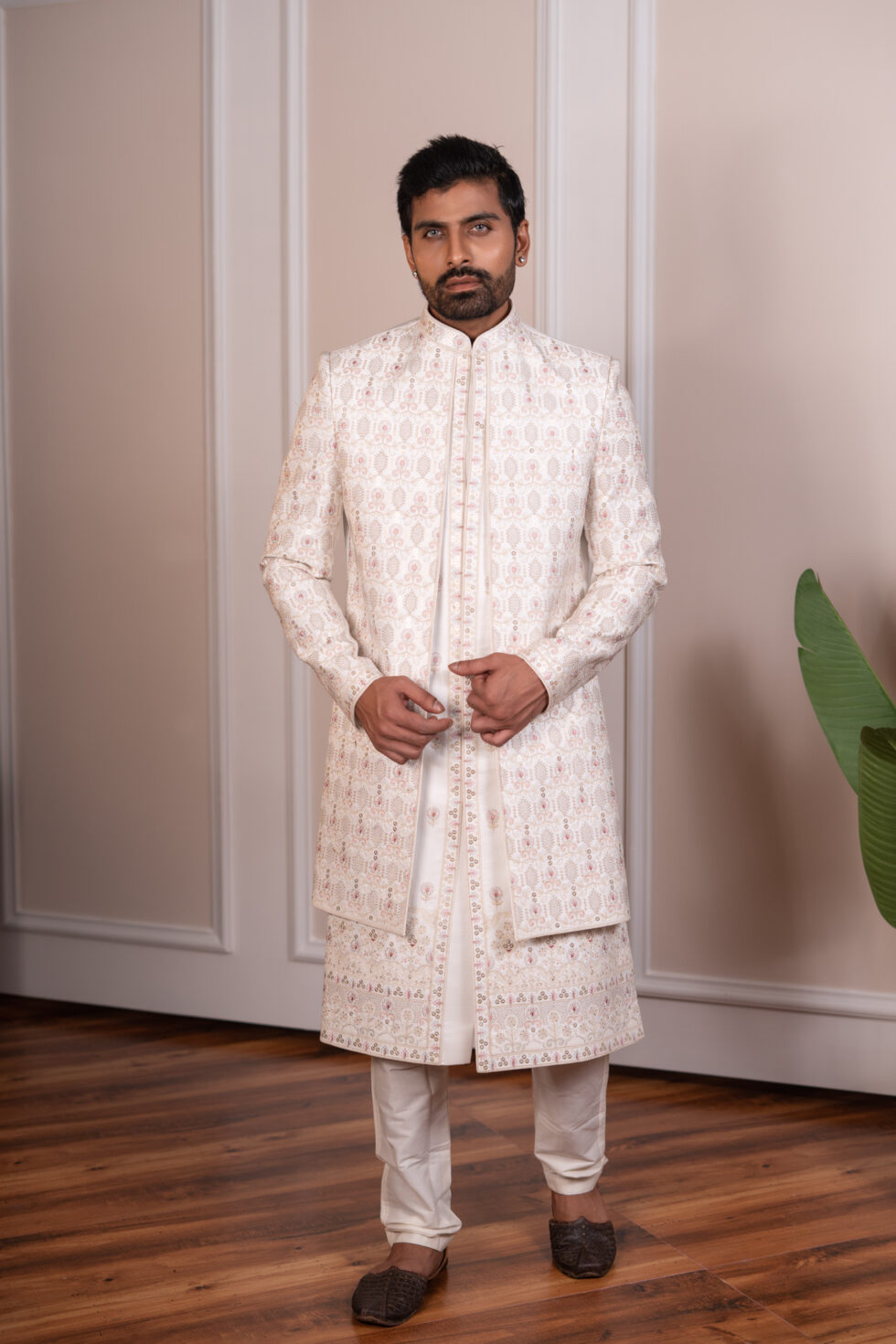 cream sherwani