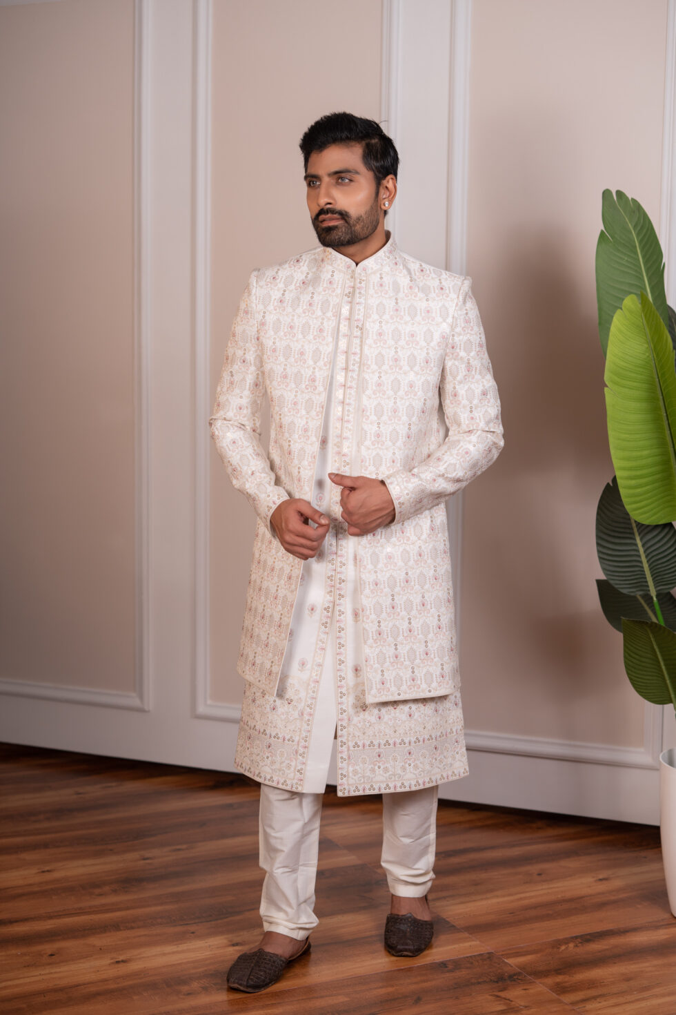 cream sherwani