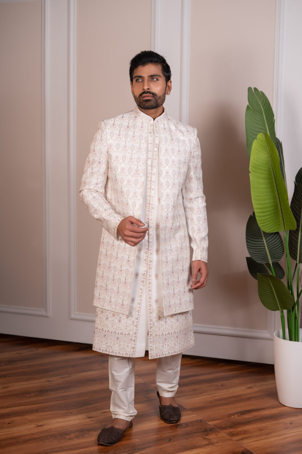 cream sherwani