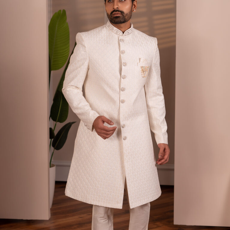 cream sherwani