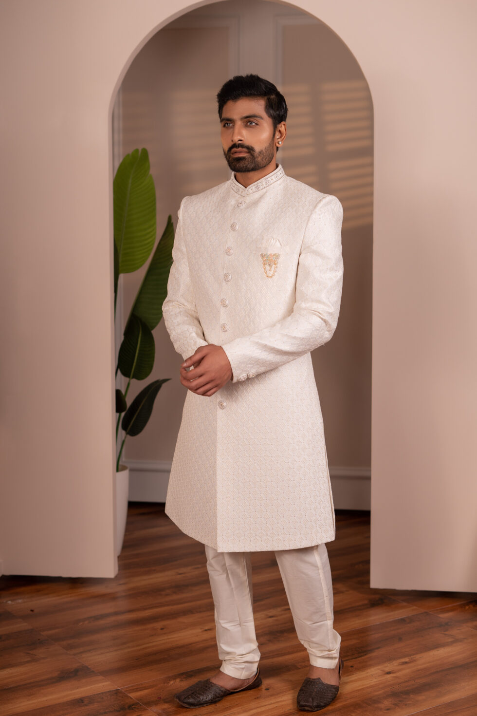 cream sherwani
