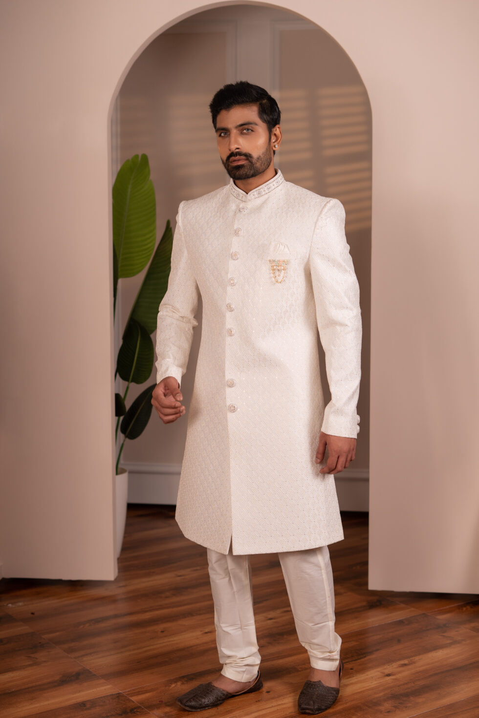cream sherwani