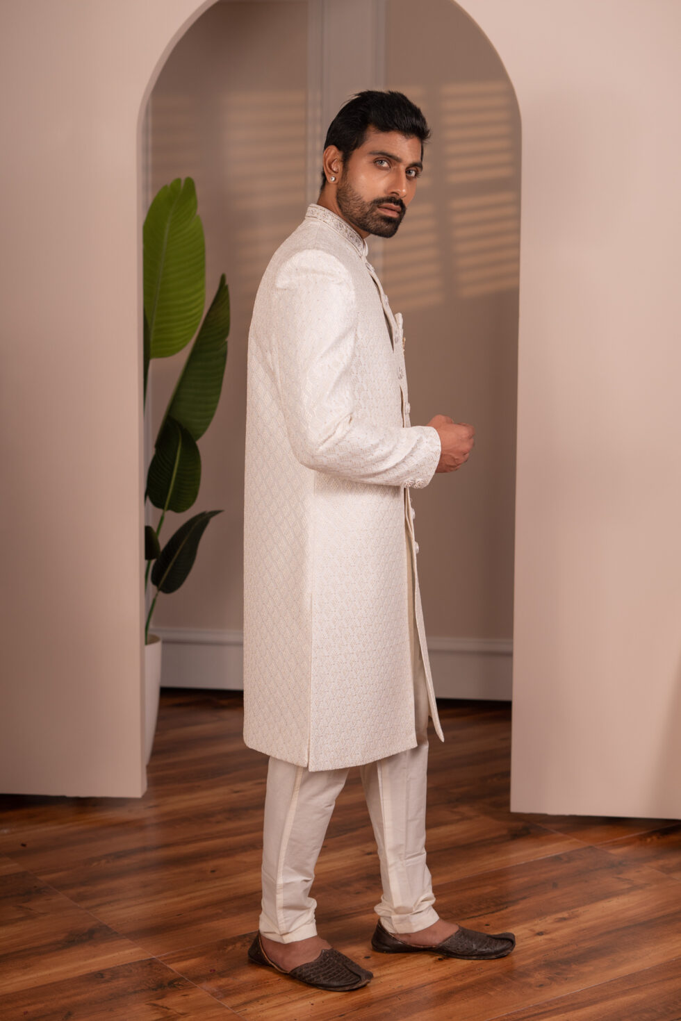 cream sherwani