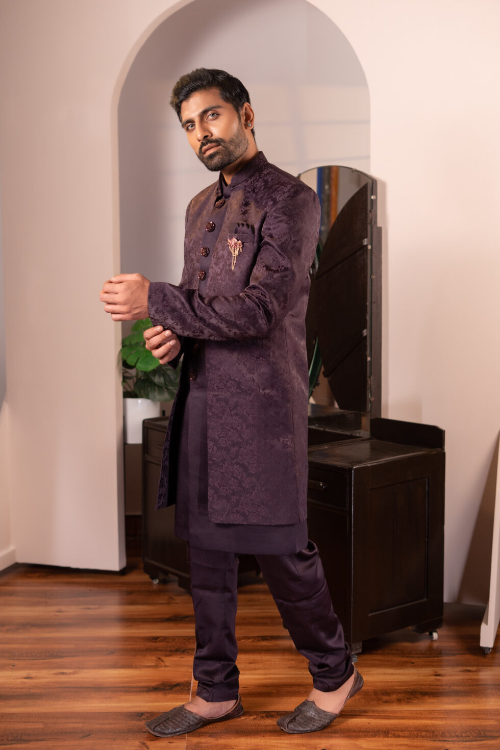 purple sherwani