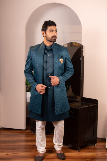 rust green sherwani