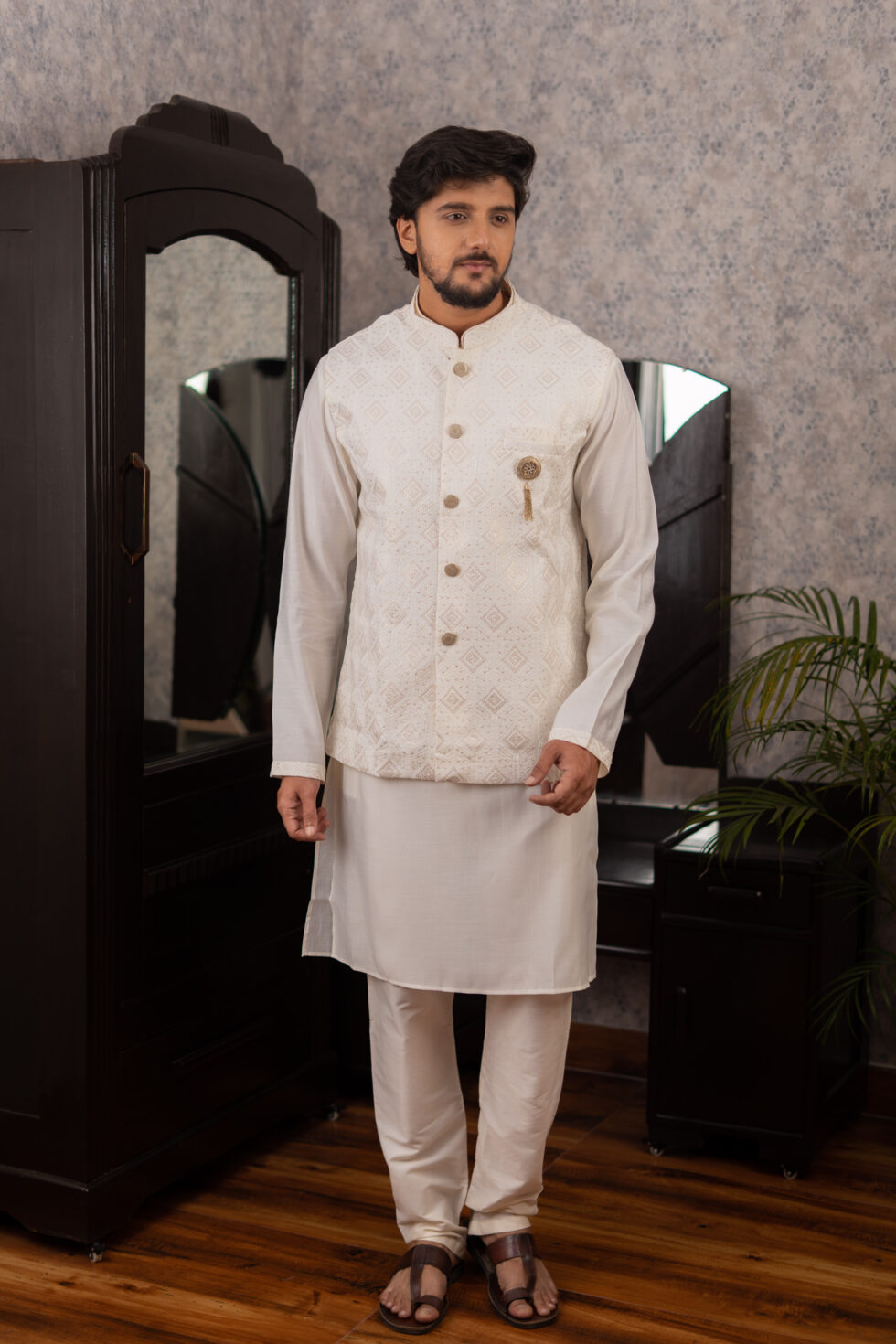 off white half jacket