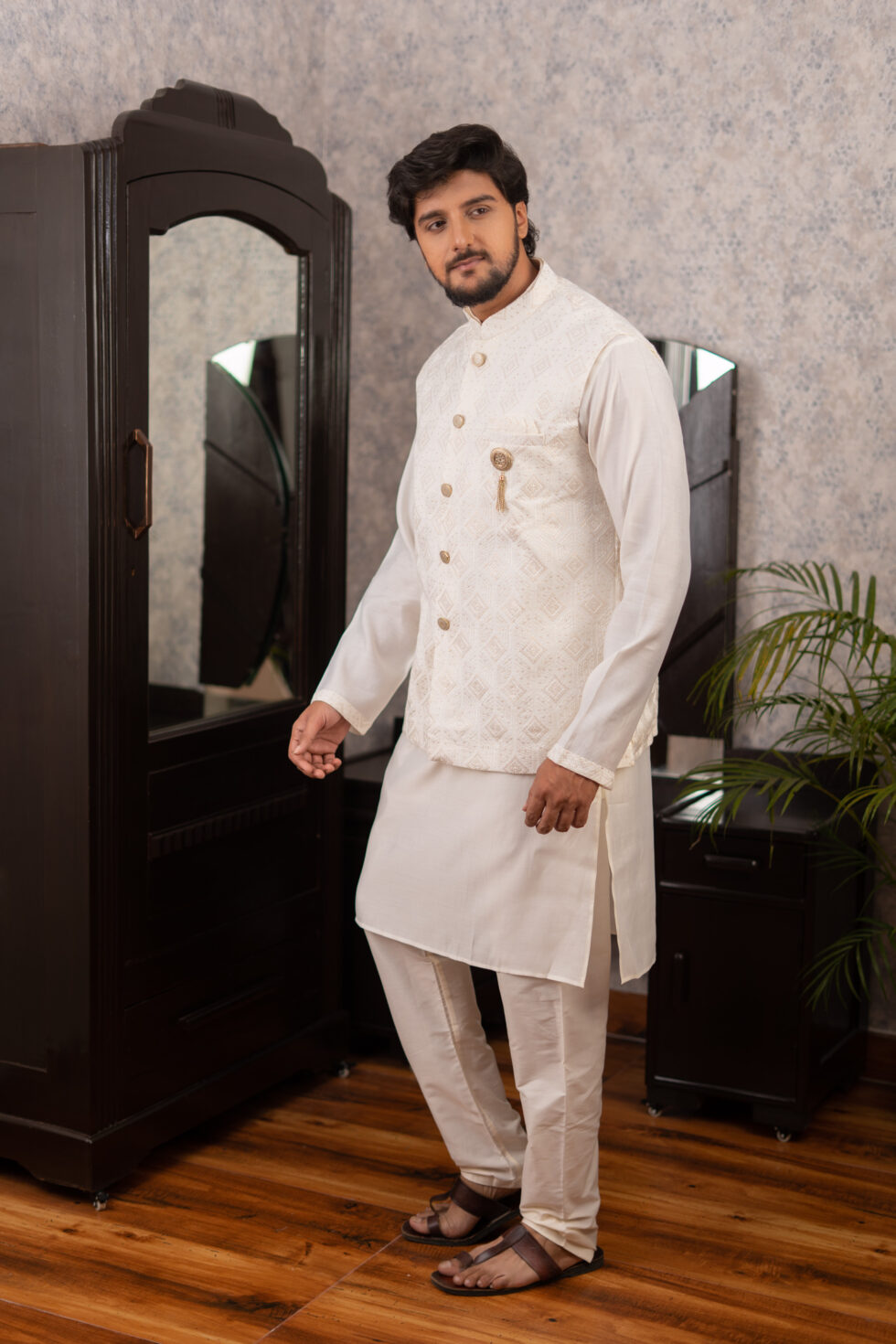 off white half jacket