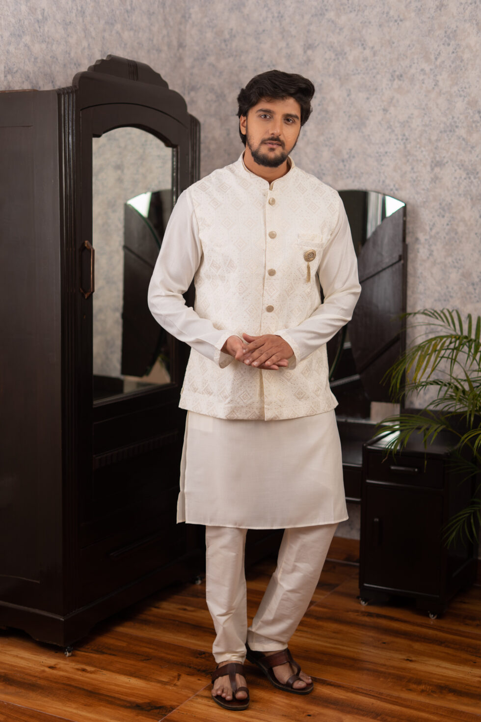 off white half jacket